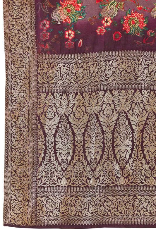 Soch Womens Blush Pink Silk Blend Floral Embroidered Suit Set with Contrast Dupatta