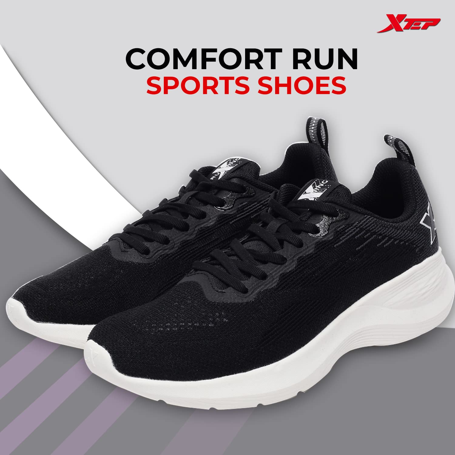 XTEP Women's Black EVA Foam Outsole Comfort Sports Running Shoes (6 UK) - SaumyasStore