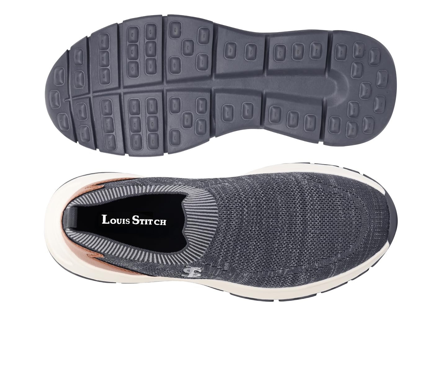 LOUIS STITCH Men’s Grey and Tan Lightweight Athleisure Sport Shoes | Dual-Color EVA Sole | Casual Sneaker & Athleisure Wear | LS-AT-FS01-GYTN