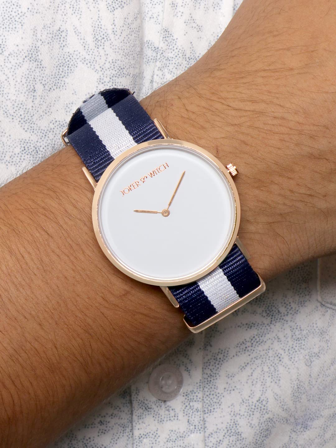 Joker & Witch Women's Classic Blue White Stripes Multicolor Strap Analog Watch