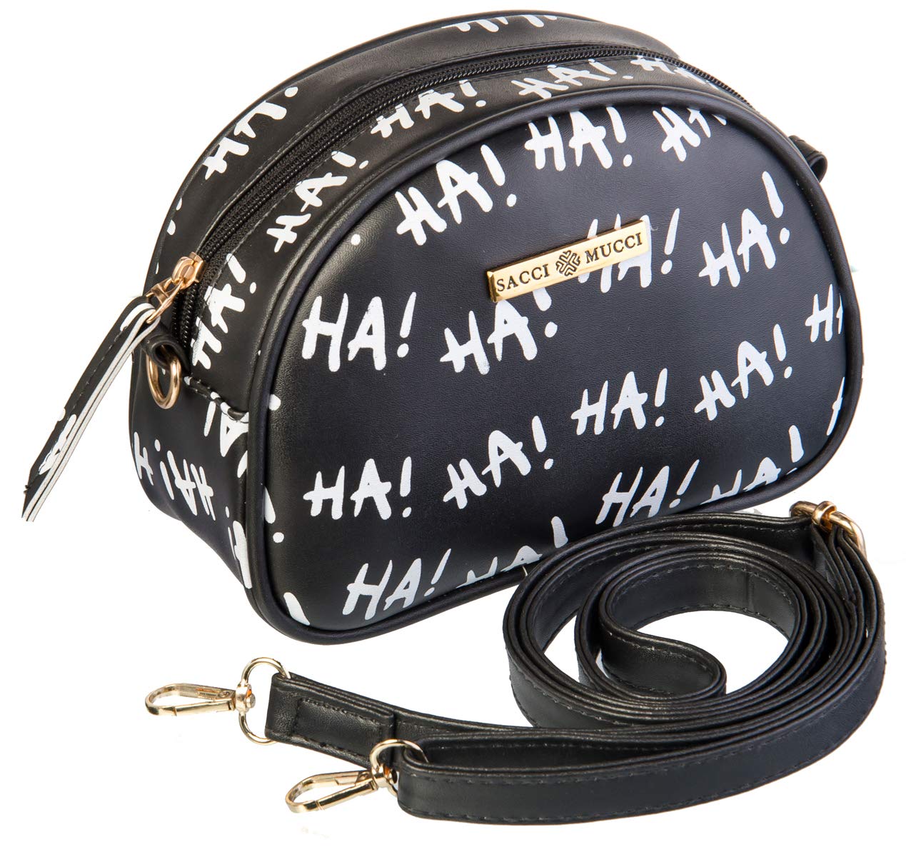 SACCI MUCCI Women's Sling Bag or Women's Cross-body Bags - Ha Ha Graffiti Doodle Art (Black)