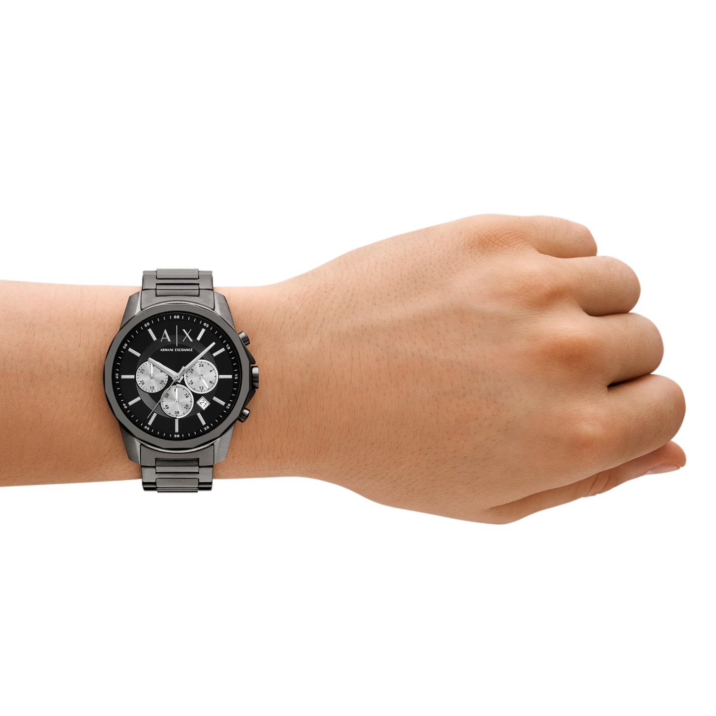 Armani Exchange Stainless Steel Analog Black Dial Men's Watch-Ax1765, Band Color:Gray