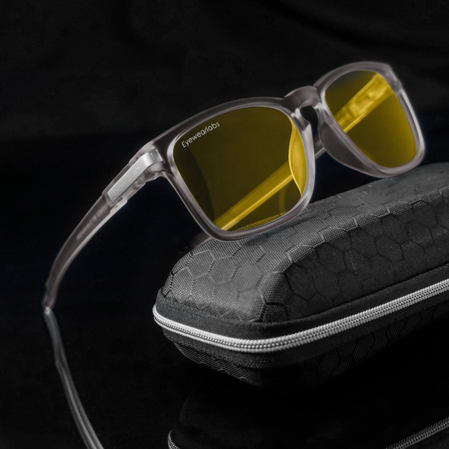 OKNO Eyewearlabs Sunglasses For Men & Women | Polarized Night Driving Yellow Full Rim Square Branded Stylish Spectacles | 100% UV Protection Shades | Cricket Sports Cycling Driving | Medium | Cypher