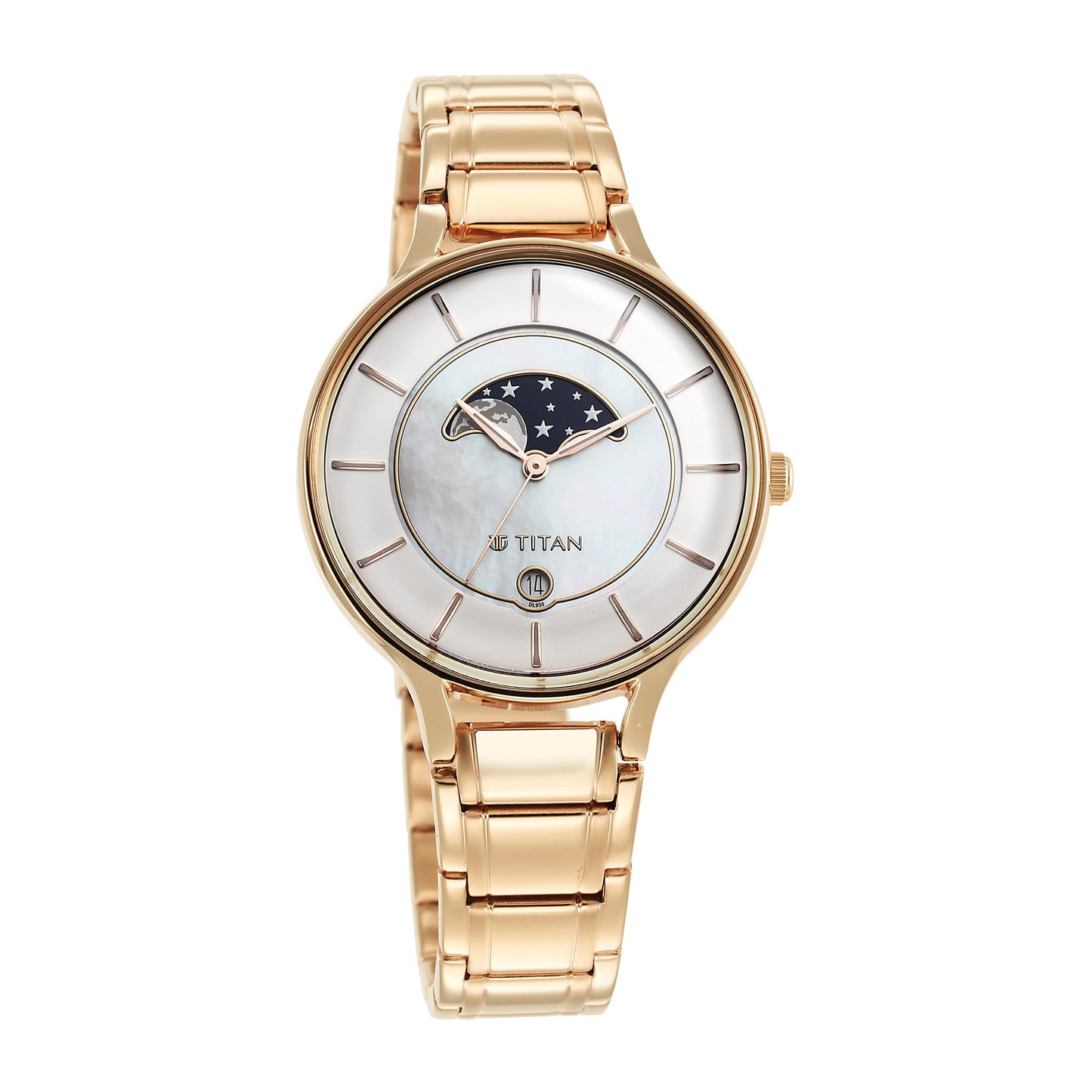 Titan Premium Workwear White Dial Analog Date Stainless Steel Strap Watch for Women-NS2674WM02