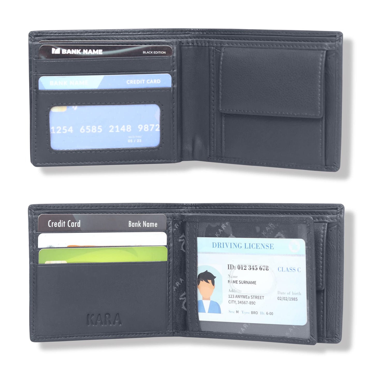 KARA Blue Genuine Leather Wallet for Men I Slim Bifold Men's Leather Wallets with Coin Pocket and Card Holder Slot