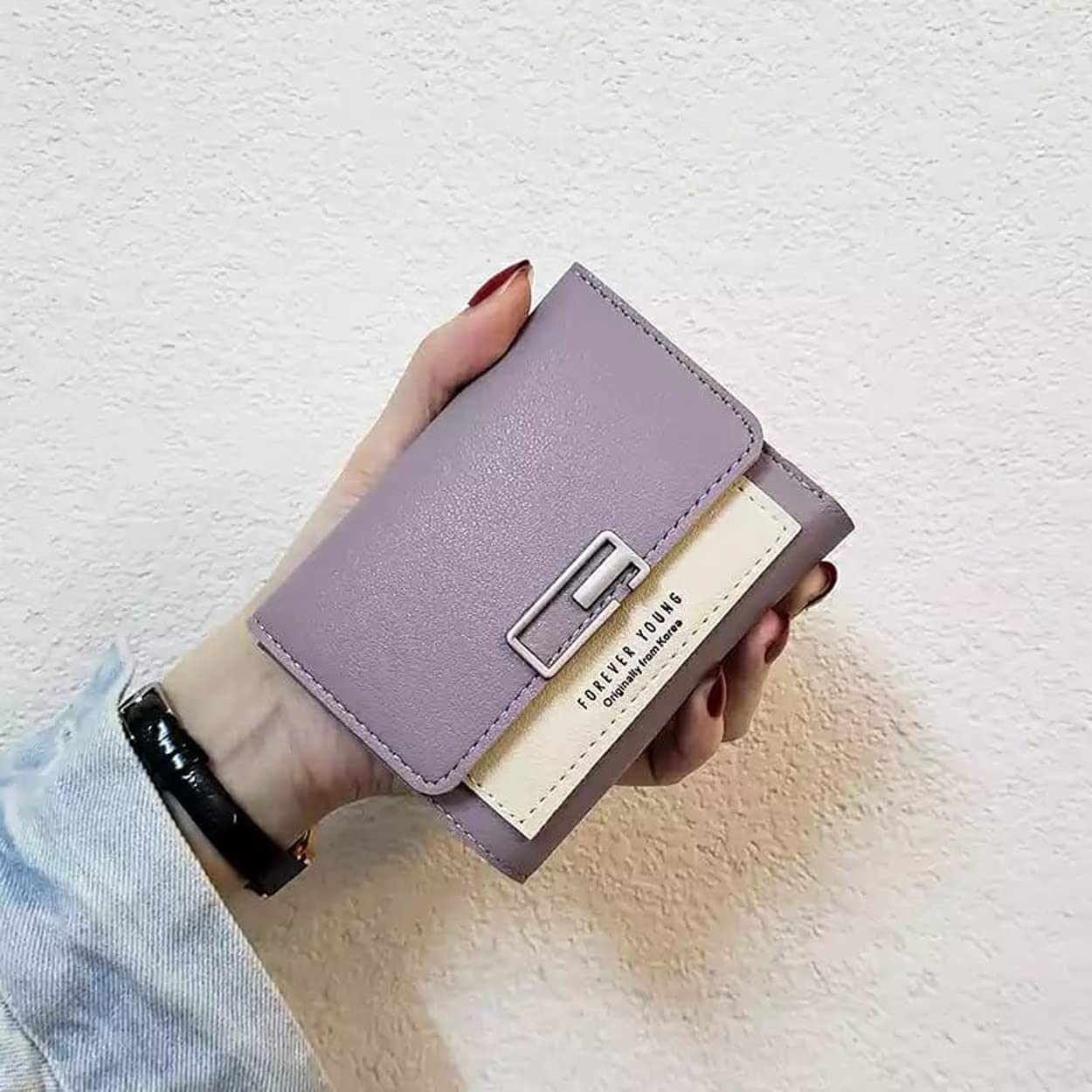 ARURA (LABEL) Women's Short Wallet Clutch Bag Three Fold Buckle Coin Purse Women's Handbag (Random Color)