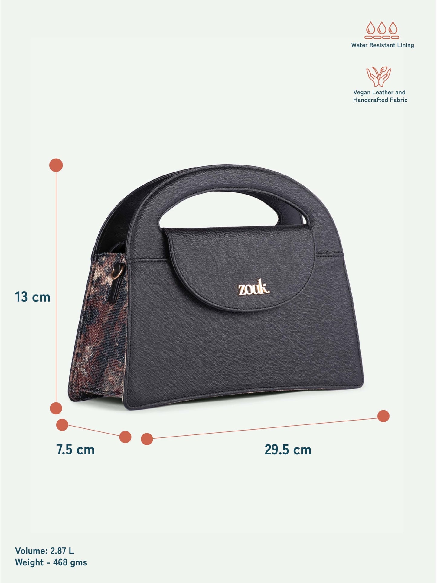 ZOUK Malabar Cascades Rhea Kapoor Sling Bag | Stylish Vegan Leather Crossbody Bag for Women | Browns