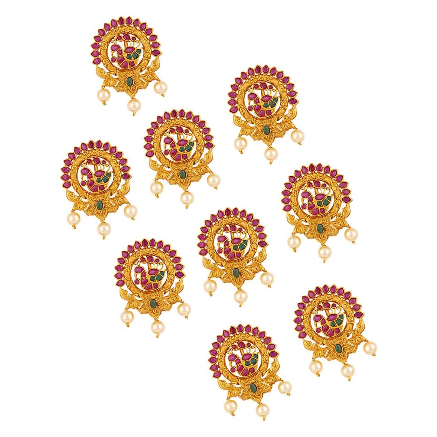 Voylla Matt Bridals Pearl Jewellery Set for Women (Golden) (8907617930565)