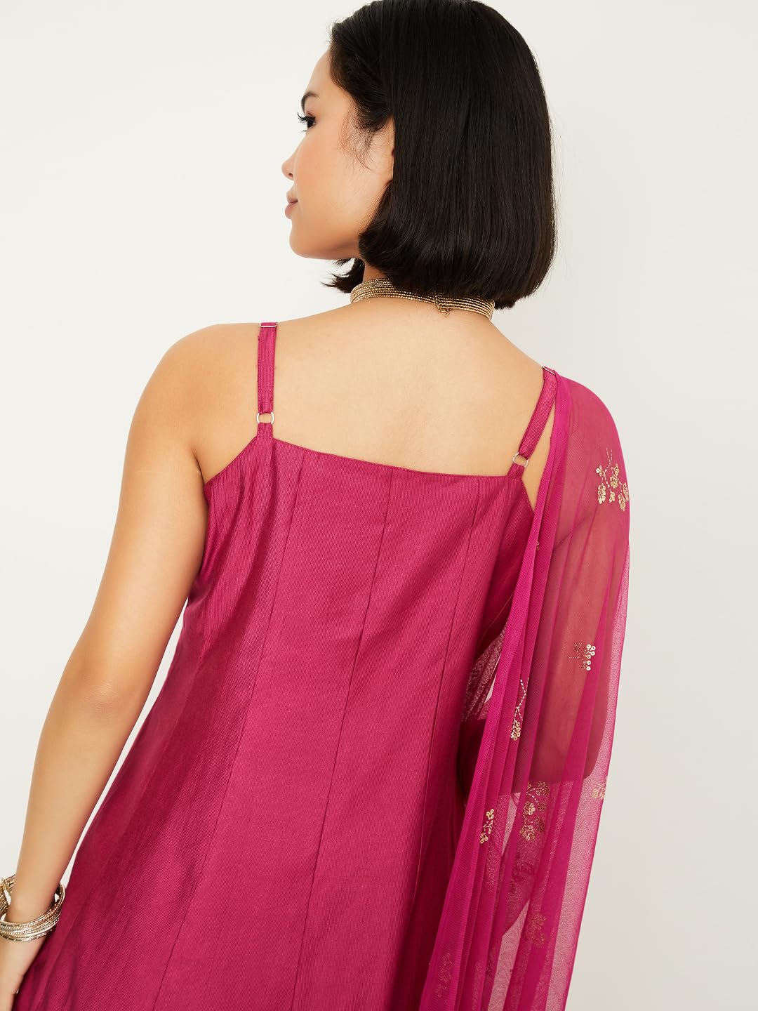 Max Women's Polyester Blend Kurta Set (COPJ52003B_Pink