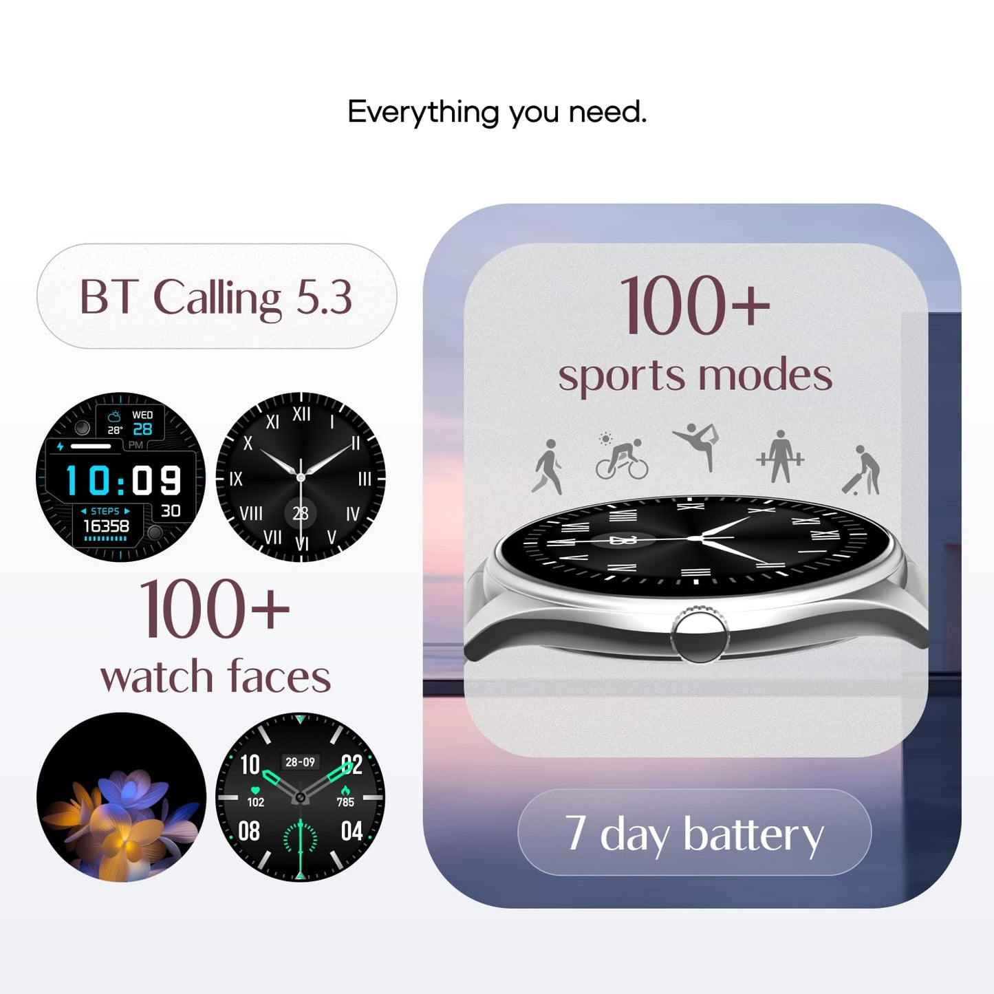 Noise Twist 2 Smart Watch with 1.43” AMOLED Screen, AI Search & Voice Assistant, Bluetooth Calling, Stainless Steel Back, 7-Day Battery, 100+ Watch Faces, Health Suite, IP68 (Jet Black)