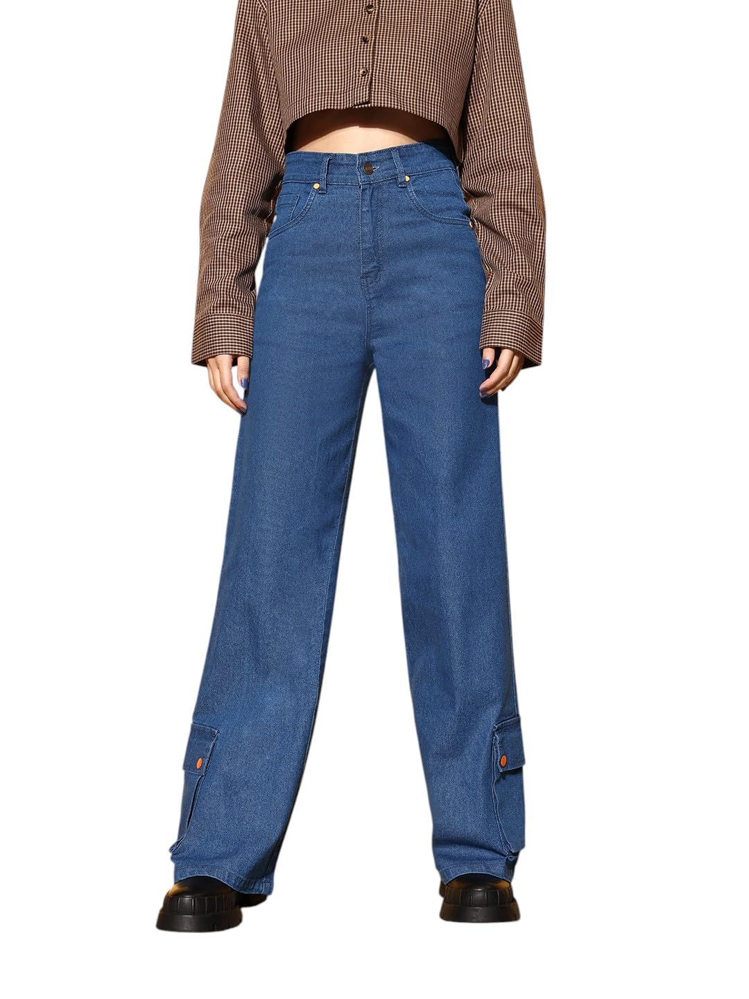 SASSAFRAS Blue Hem Pocket Stretch Straight Jeans