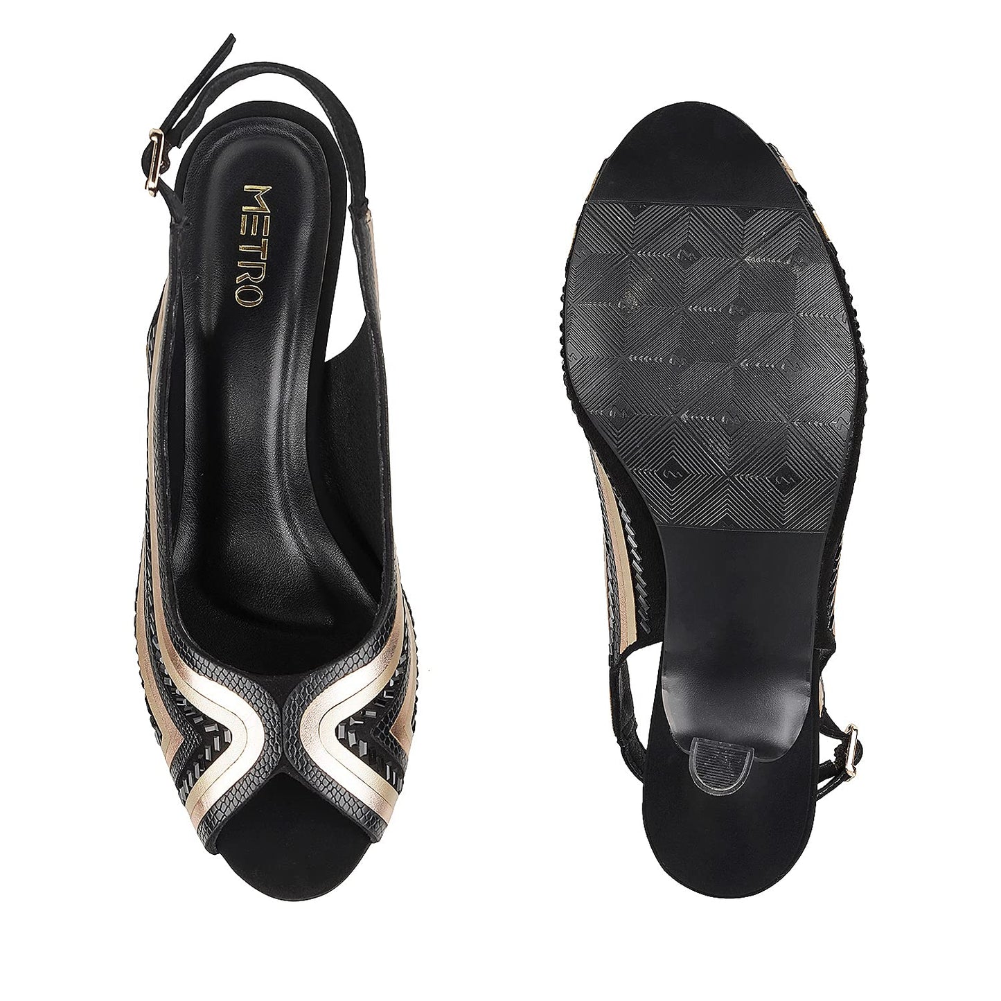 Metro Womens Synthetic Black Sandals (Size (4 UK (37 EU))