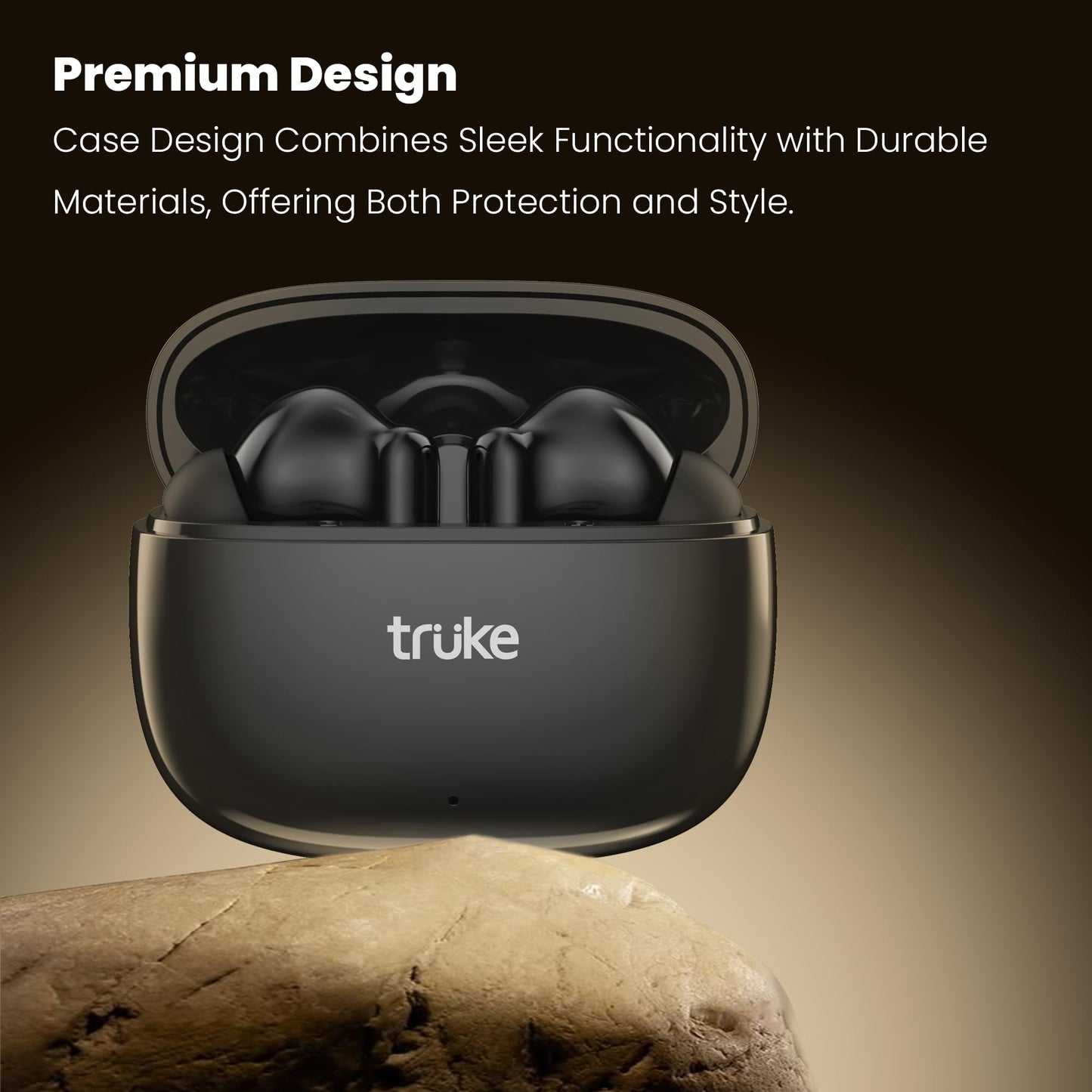 truke New Launch Buds Elite True Wireless in Ear Earbuds with 10mm Dynamic Driver, 70Hrs Battery & Fast Charging EarBuds, Dual-MIC ENC TWS, 40ms Low Latency Gaming Buds, Volume Control, BT 5.4 (Black)