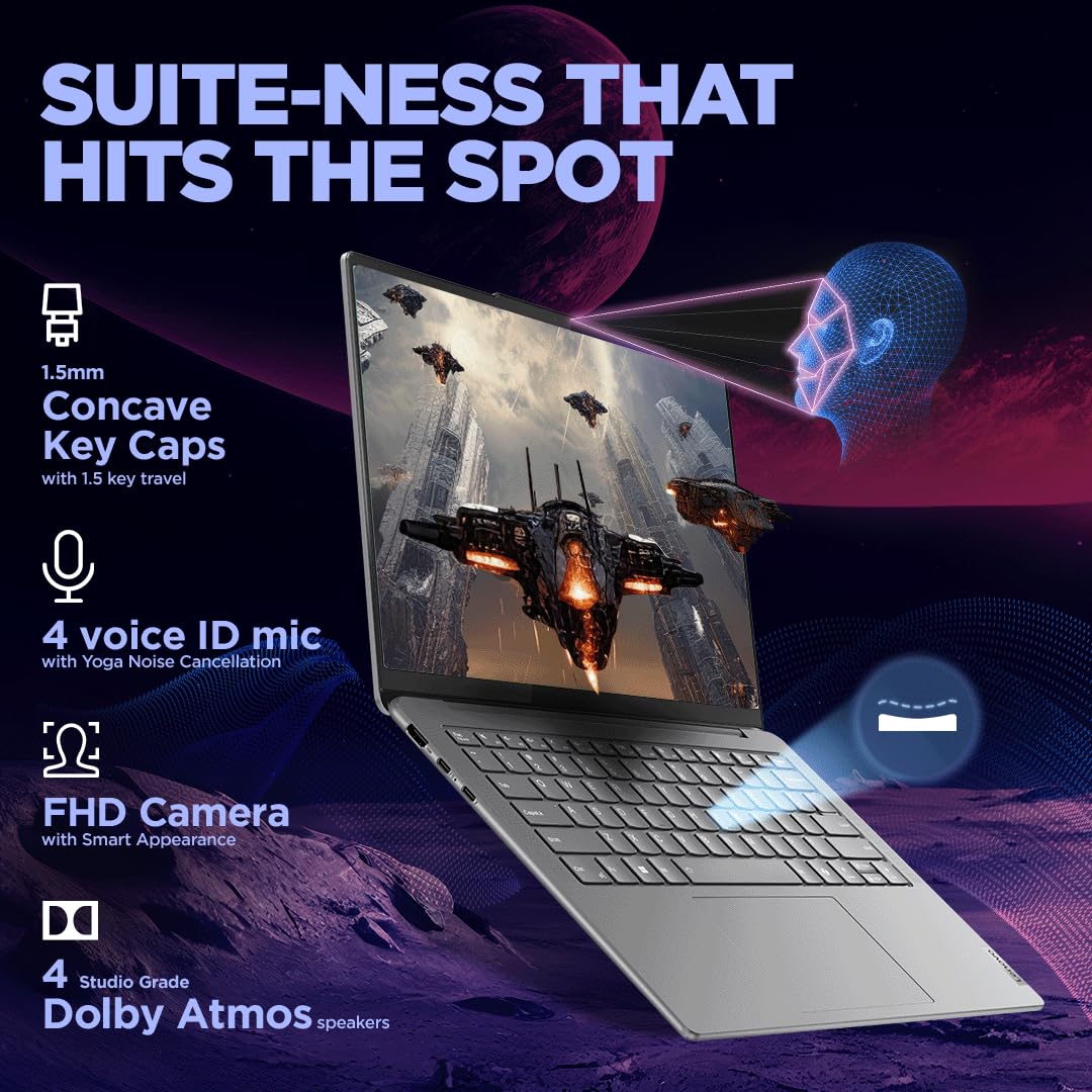 Lenovo Yoga Slim 7 Intel Core Ultra 7 155H 14"(35.5cm) WUXGA-OLED 400Nits Laptop (32GB RAM/1TB SSD/AI PC/2Wx4 Speakers/Windows 11/Office Home 2024/1Yr ADP Free/Grey/1.39Kg), 83CV00D3IN