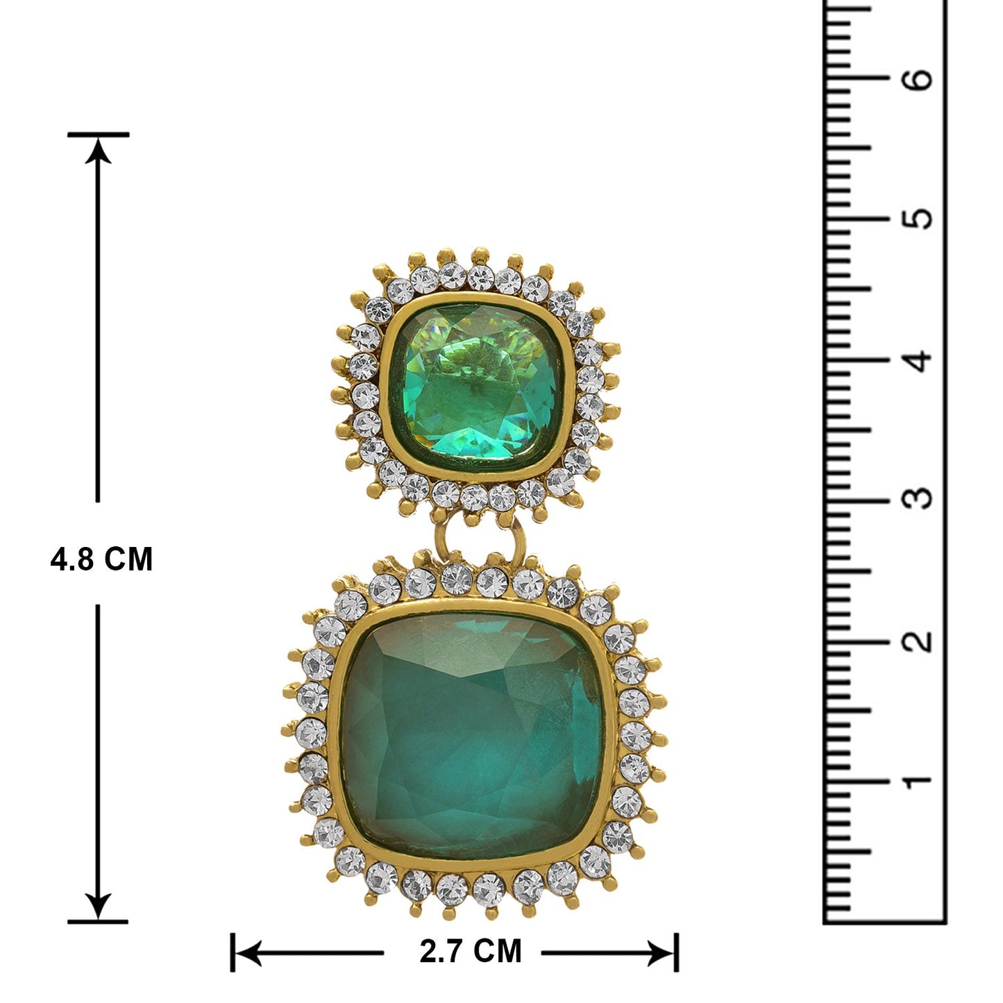 JFL - Fusion Ethnic One Gram Gold Plated Emerald Diamond Design Earring for Women and Girls (Green),Valentine