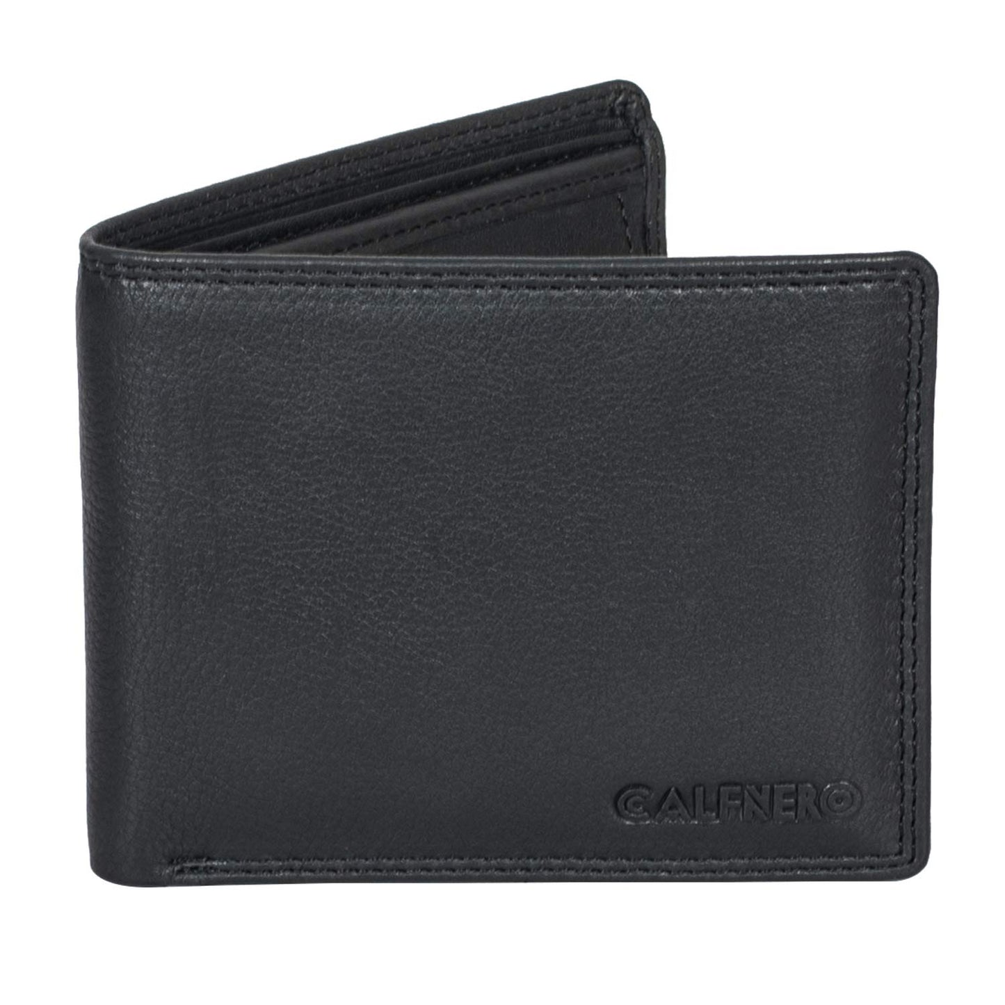 Calfnero Men's Genuine Leather RFID Wallet | Bi-Fold Wallet with Flip-Up ID Window, Multiple Card Slots & Cash Compartments | Premium Leather Wallet for Men