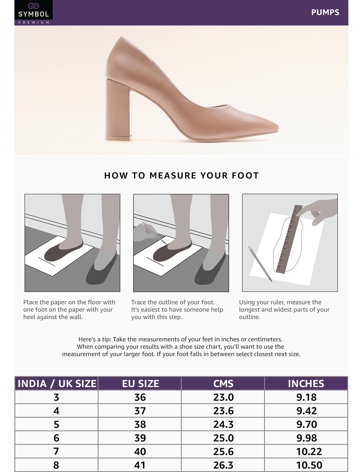 Symbol Premium Women's Block Heel Tan Pumps_5 UK (AZ-SPW-FTW-PU03)