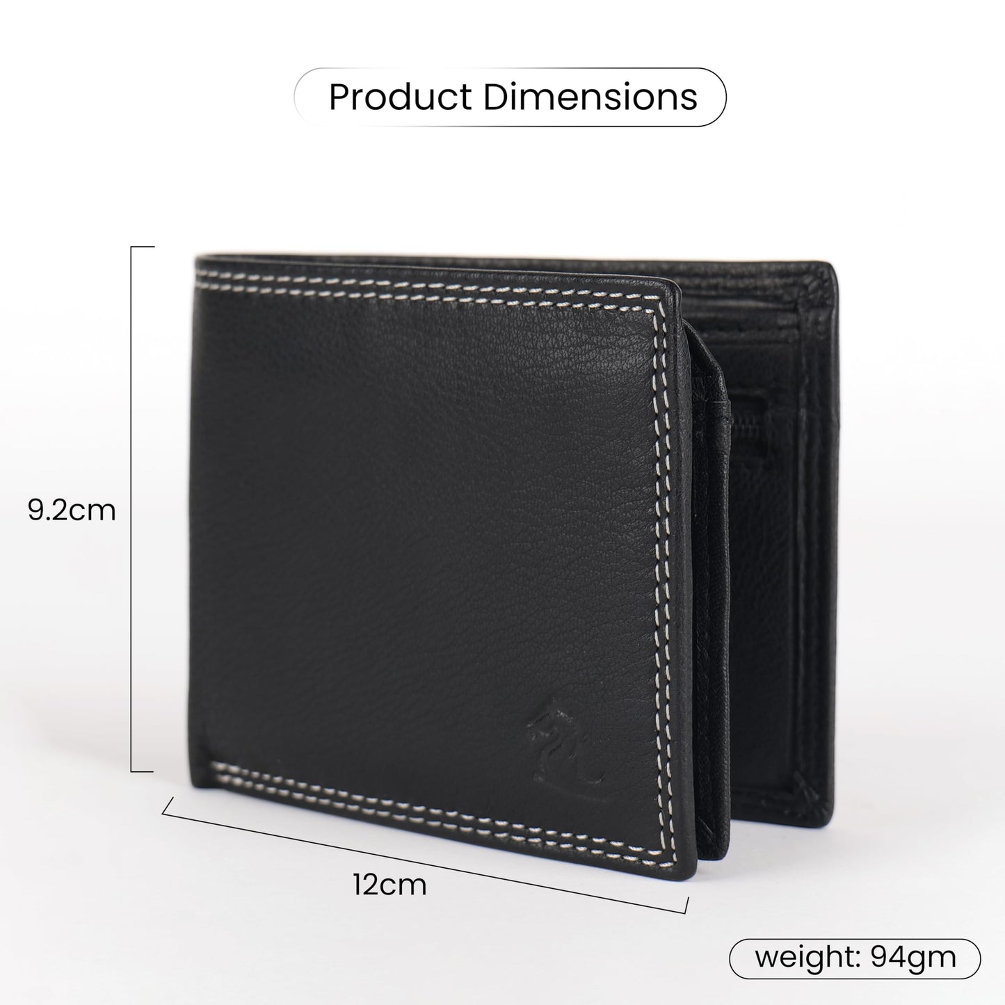 KARA Premium Men's Genuine Leather Wallet – Sleek Black with Zipper Coin Pocket, 2 Cash Compartments, 7 Card Slots & Transparent ID Slot