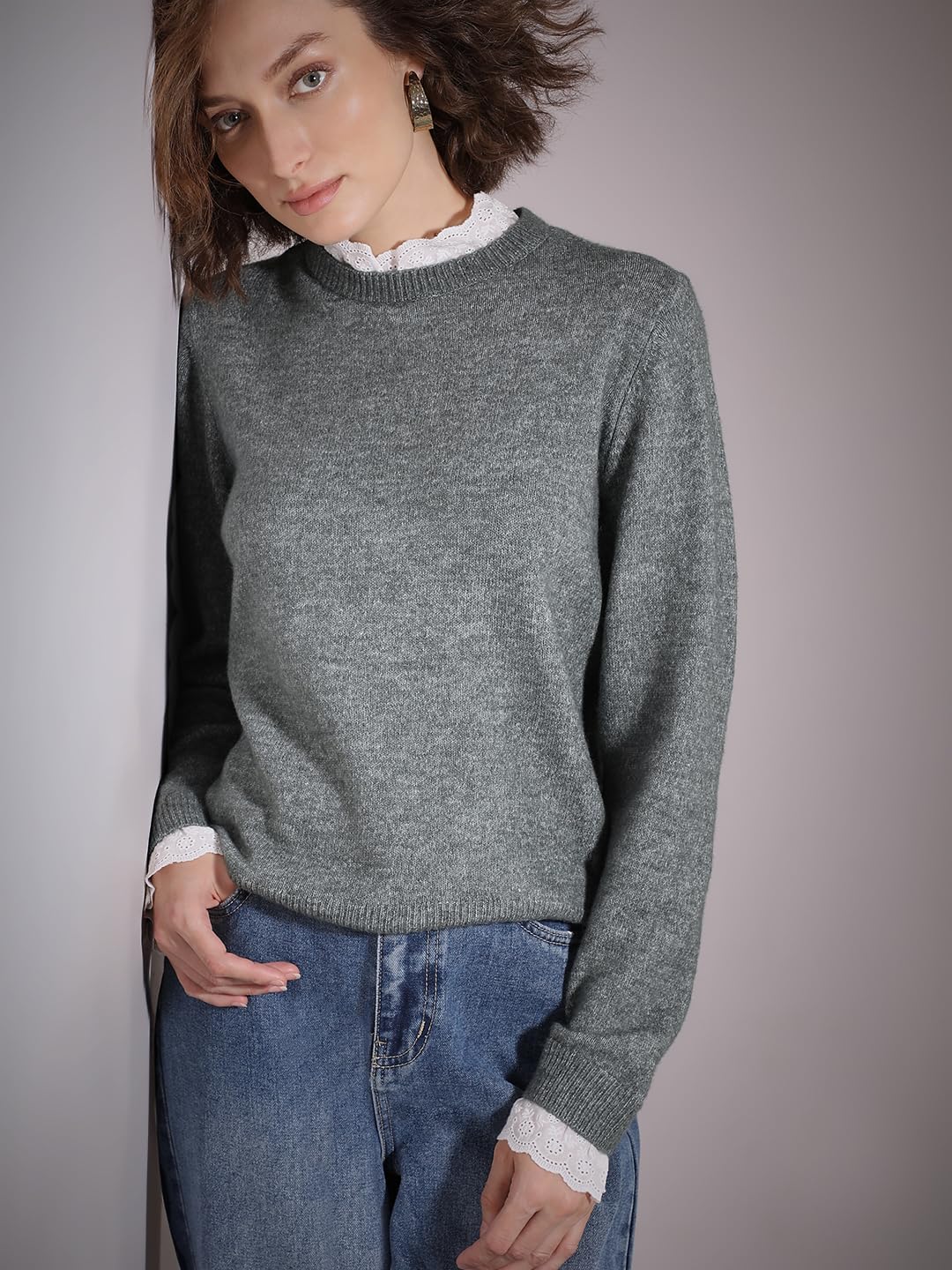 VERO MODA Women's Polyester Blend Casual Pullover Sweater