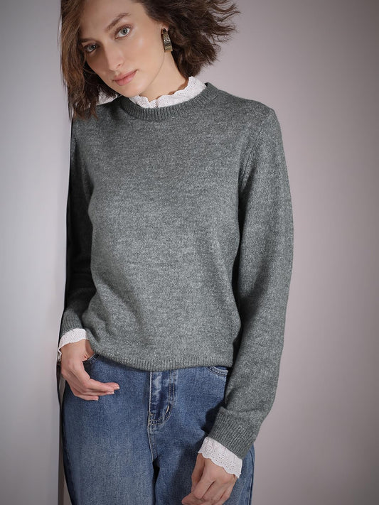 VERO MODA Women's Polyester Blend Casual Pullover Sweater