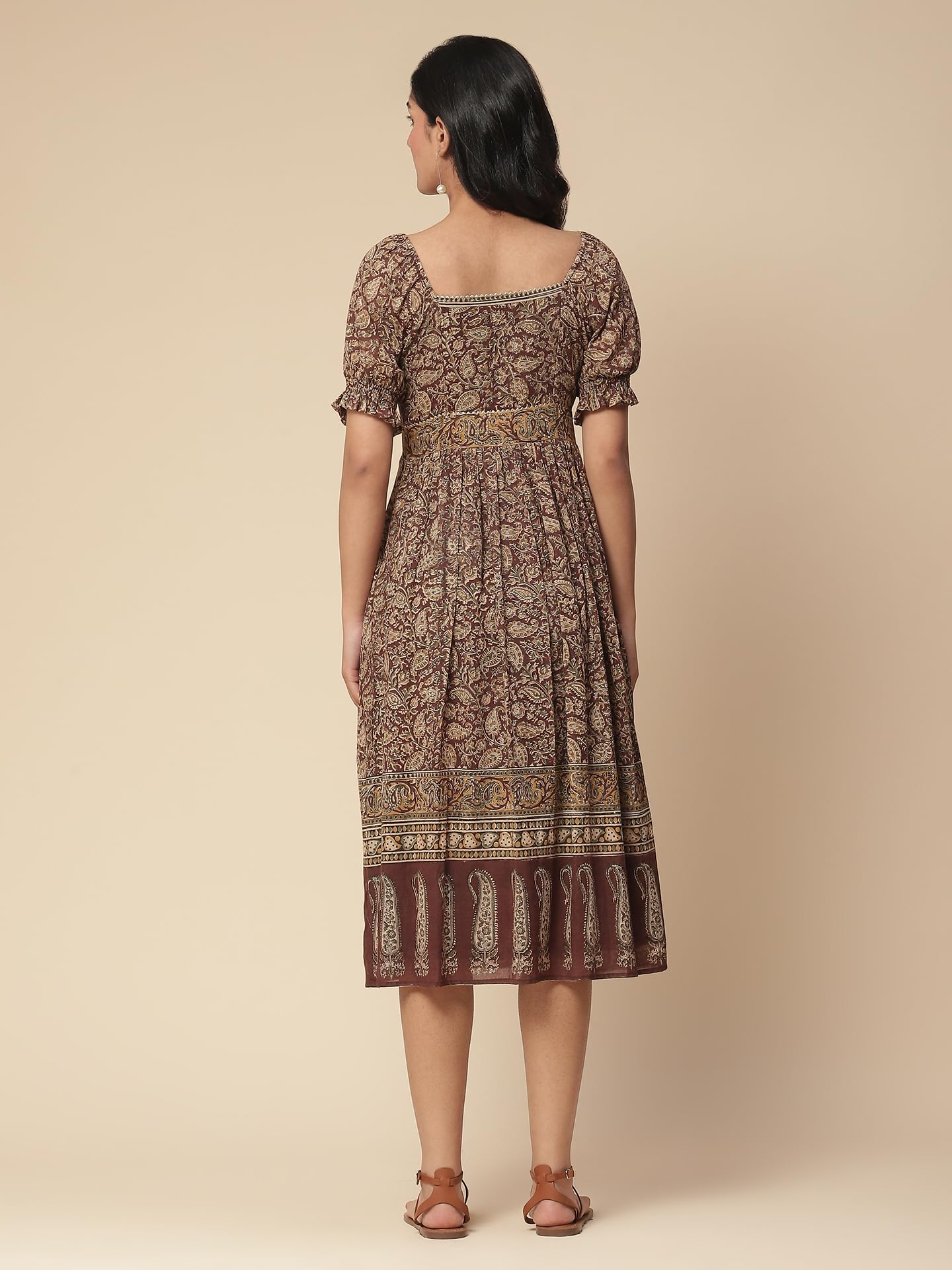 Aarke Ritu Kumar Brown Paisley Print Long Dress