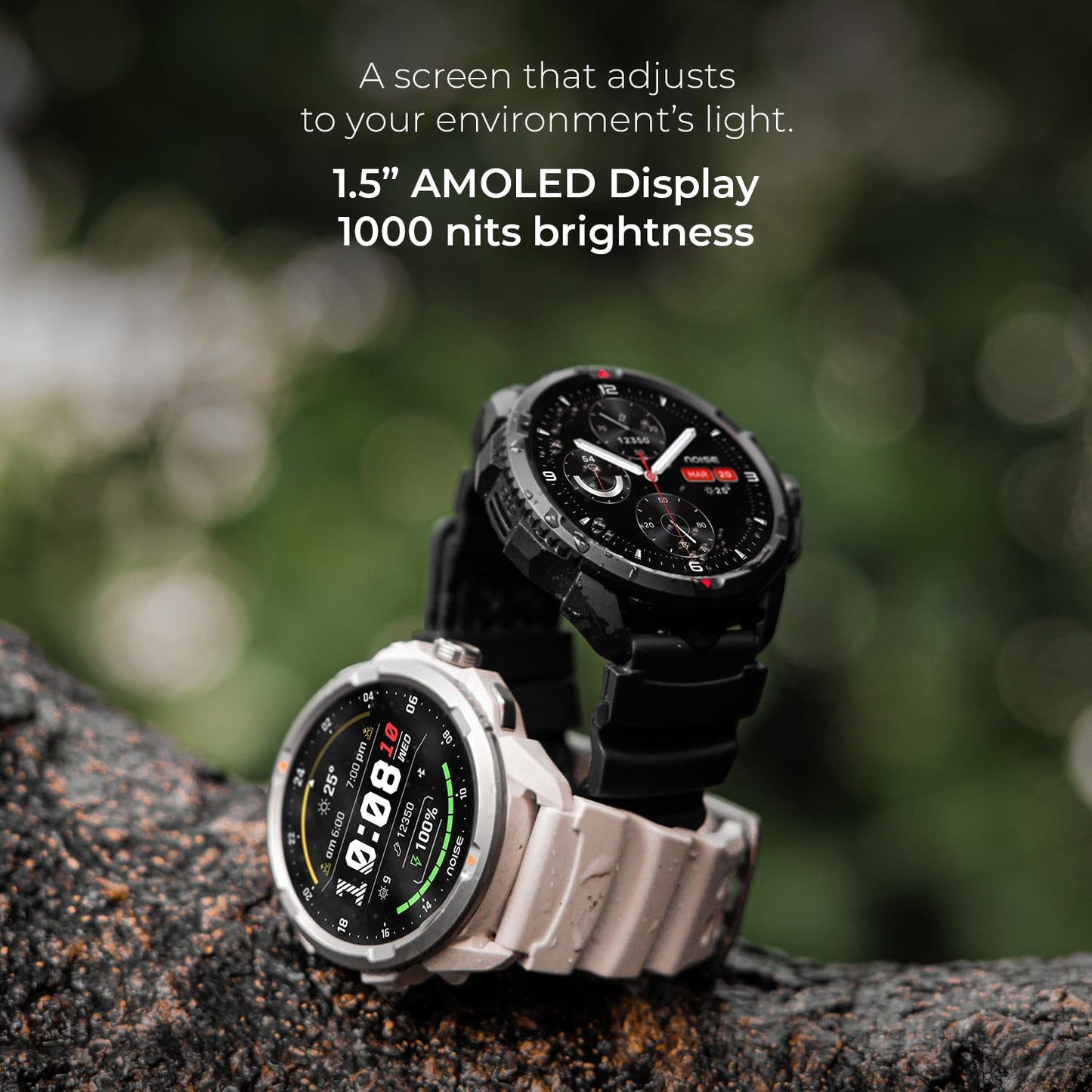 Noise Endeavour Pro Outdoor Rugged Military Smart Watch, Titanium Alloy Bezel, Dual-Band GPS, 164ft Water Resistance, 28 Days Battery on Standby, AI Companion, for iOS & Android (Carbon Black)