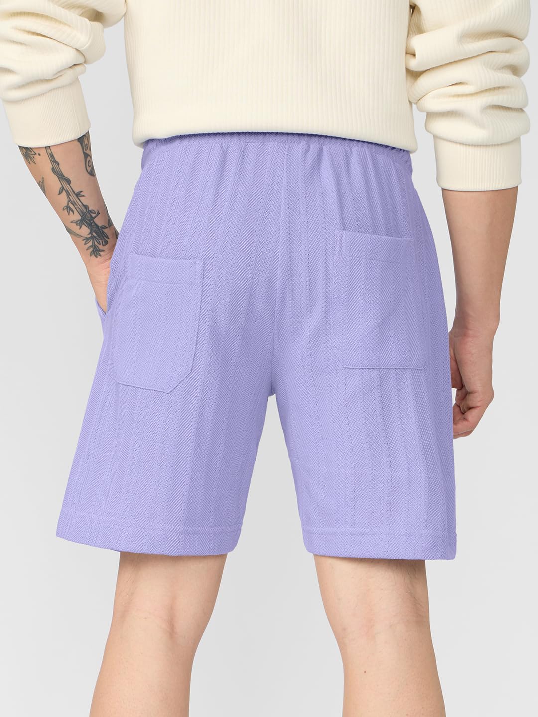 The Souled Store Lounge Shorts: Orchid Men and Boys Drawstringed Cotton Blend Regular Fit Lounge Shorts