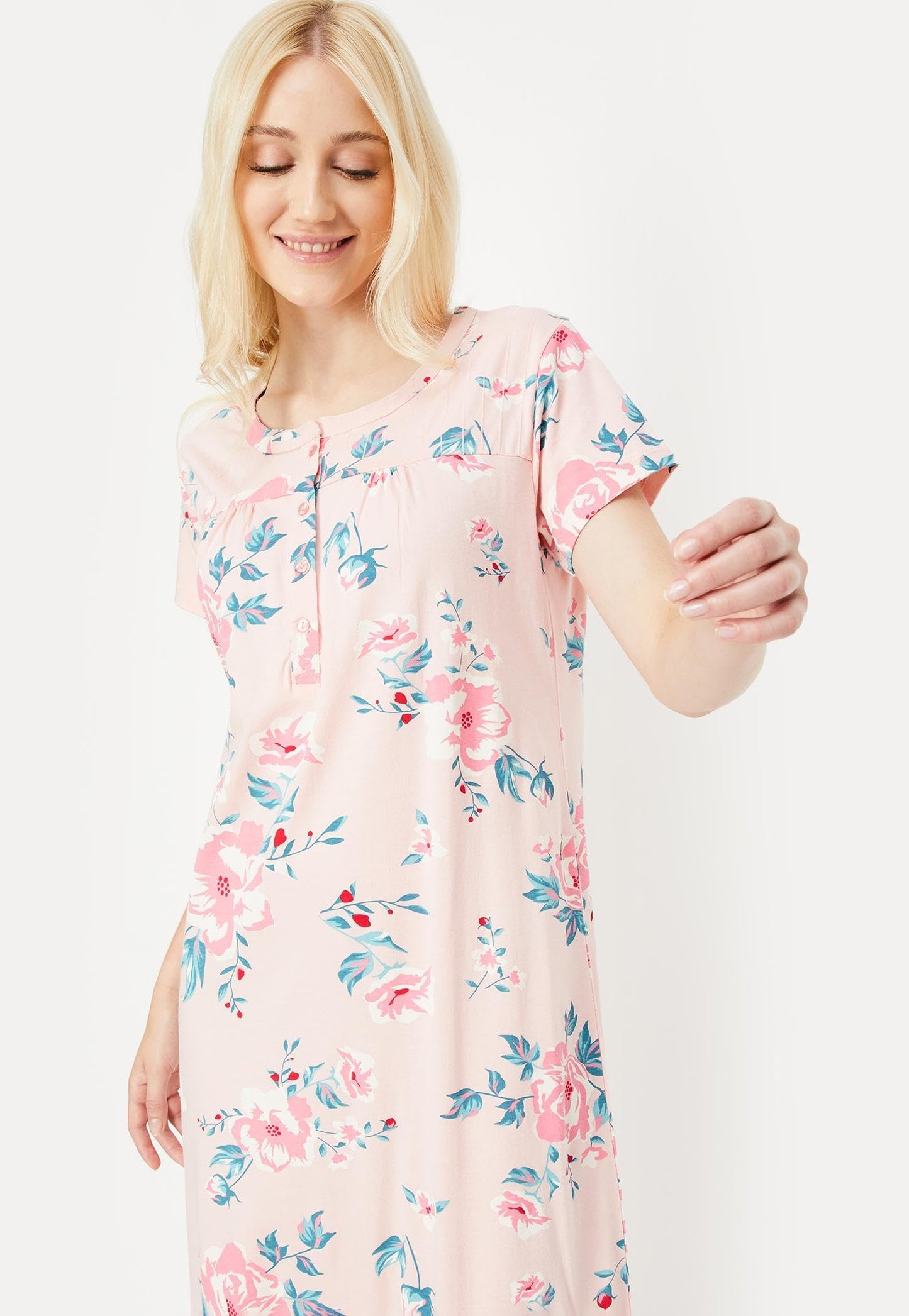 Max Women Floral Printed Nightgown (SU24KG05LIGHT Pink)_XL