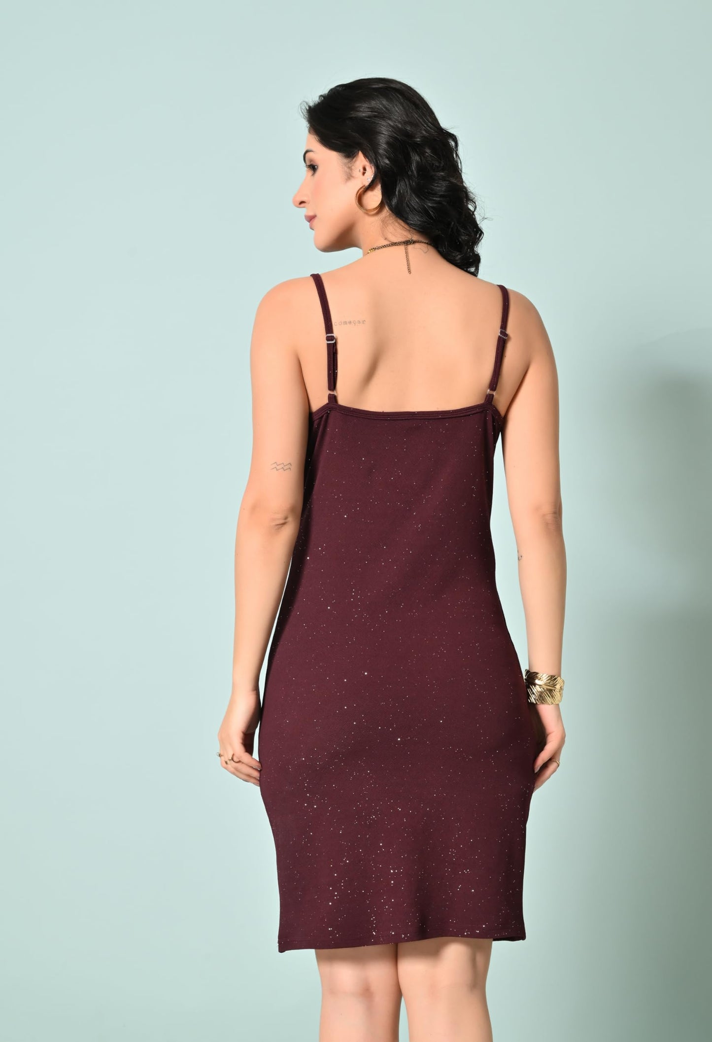 IUGA Women's Glitter Bodycon Mini Dress Dress (1044_Wine)