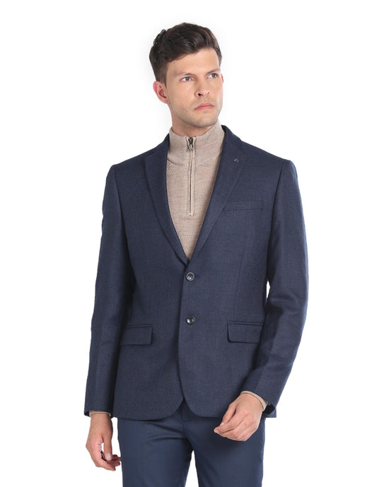 Arrow Men's Single Breasted Regular Blazer (ARAGBZ5075_Navy Blue