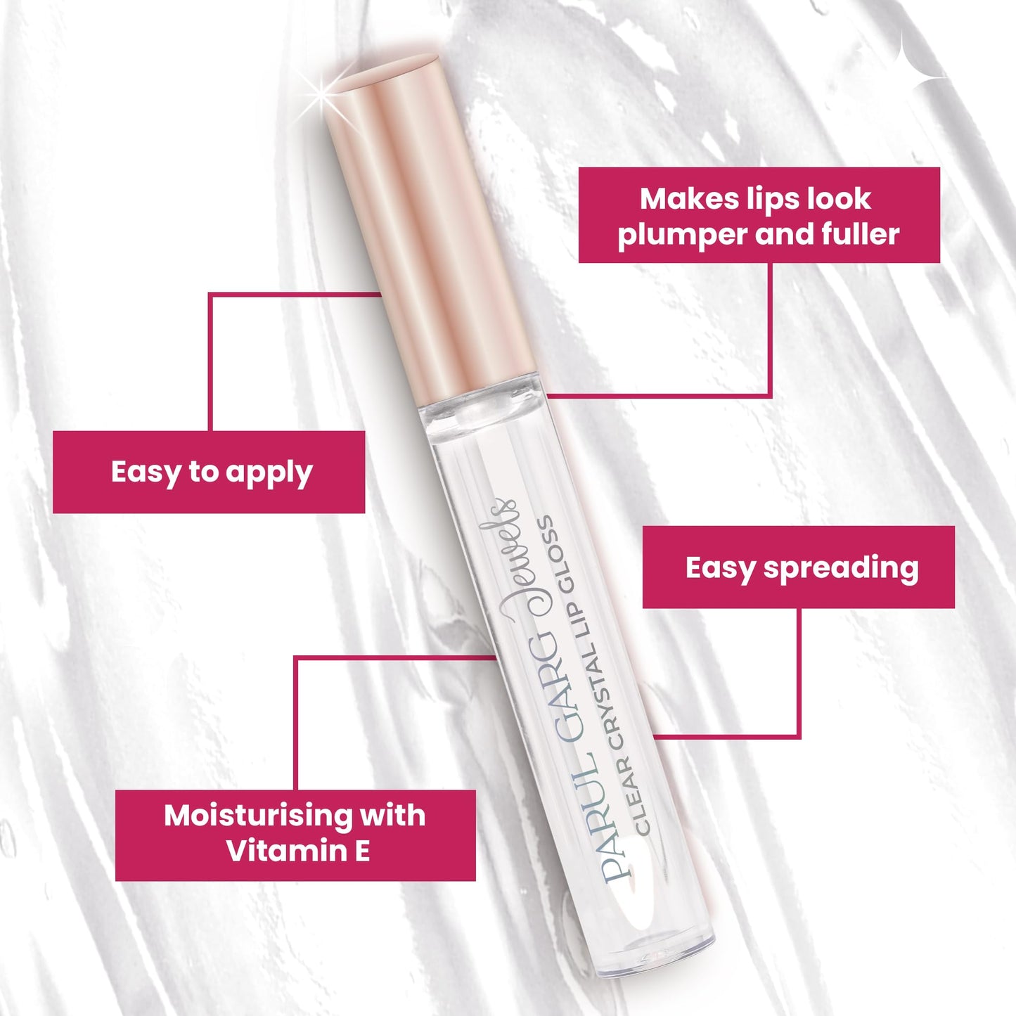 Parul Garg Clear Crystal Lip Goss | Non Sticky & Hydrating | High Glassy Shine Lip Gloss