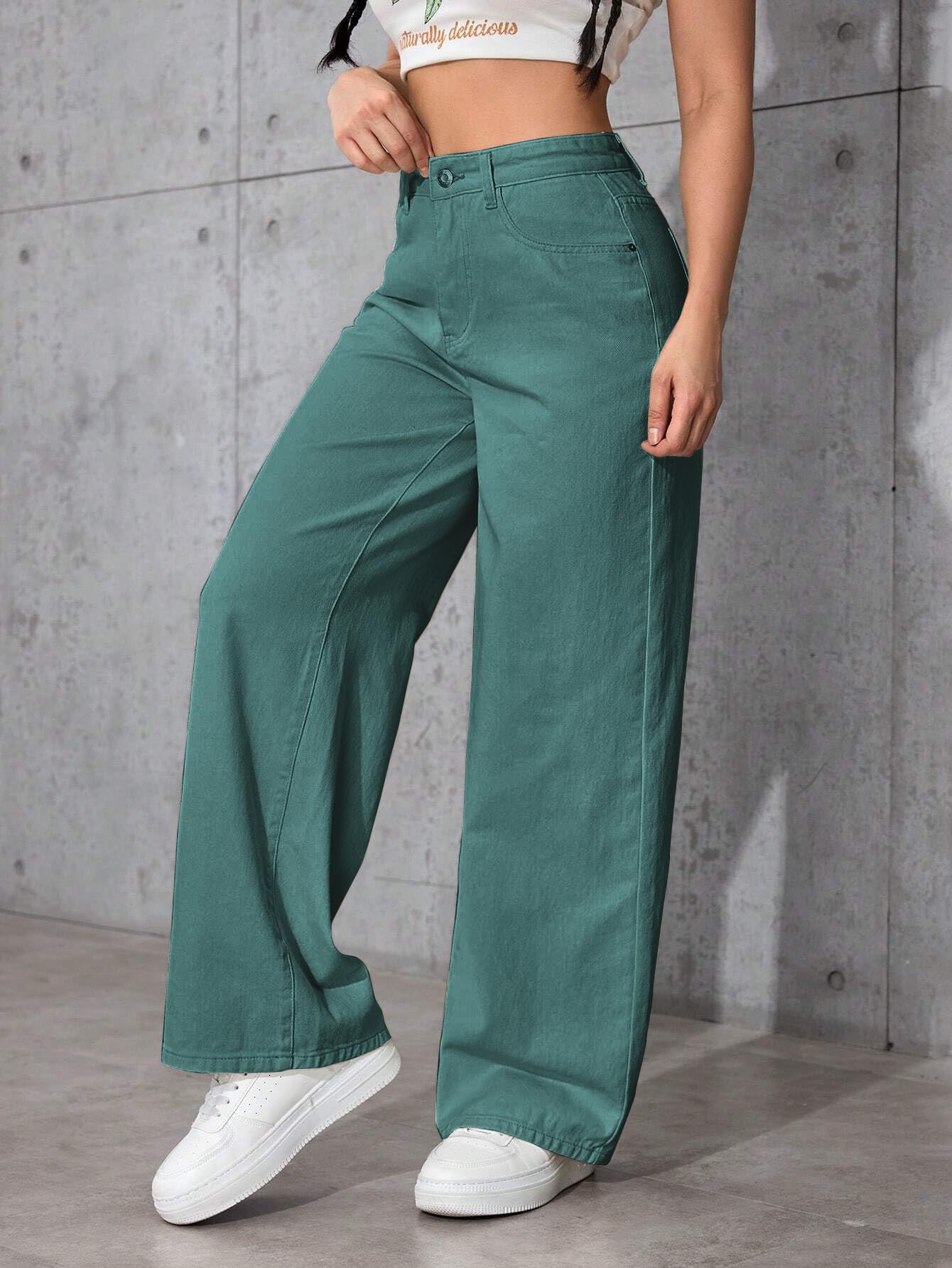 Tagas Women's Jeans|Women Jeans Baggy |womensjeans high Waist||(WDJ-8) Teal Green