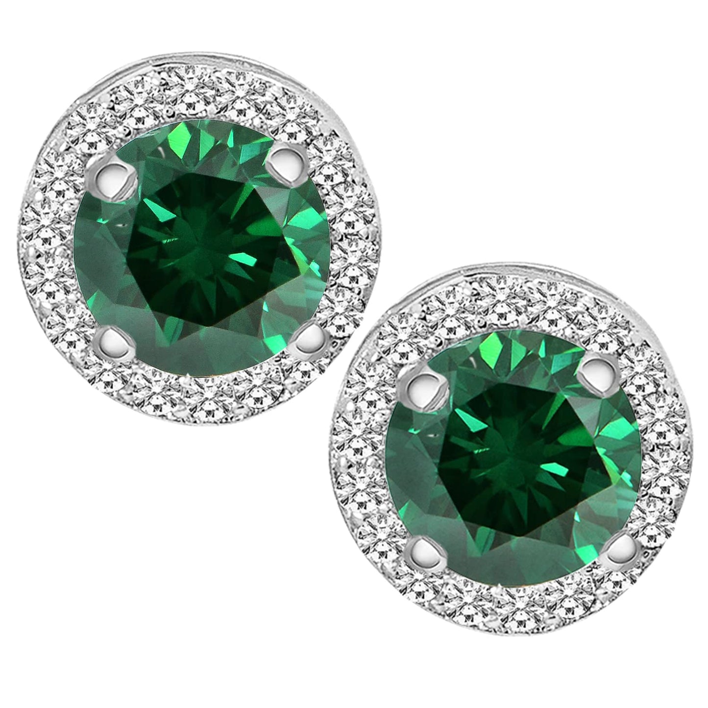 Peora Silver Plated American Diamond Studded Stud Earrings Office Work Wear Fashion Jewellery Gift for Women & Girls (PX8E167SGRN)