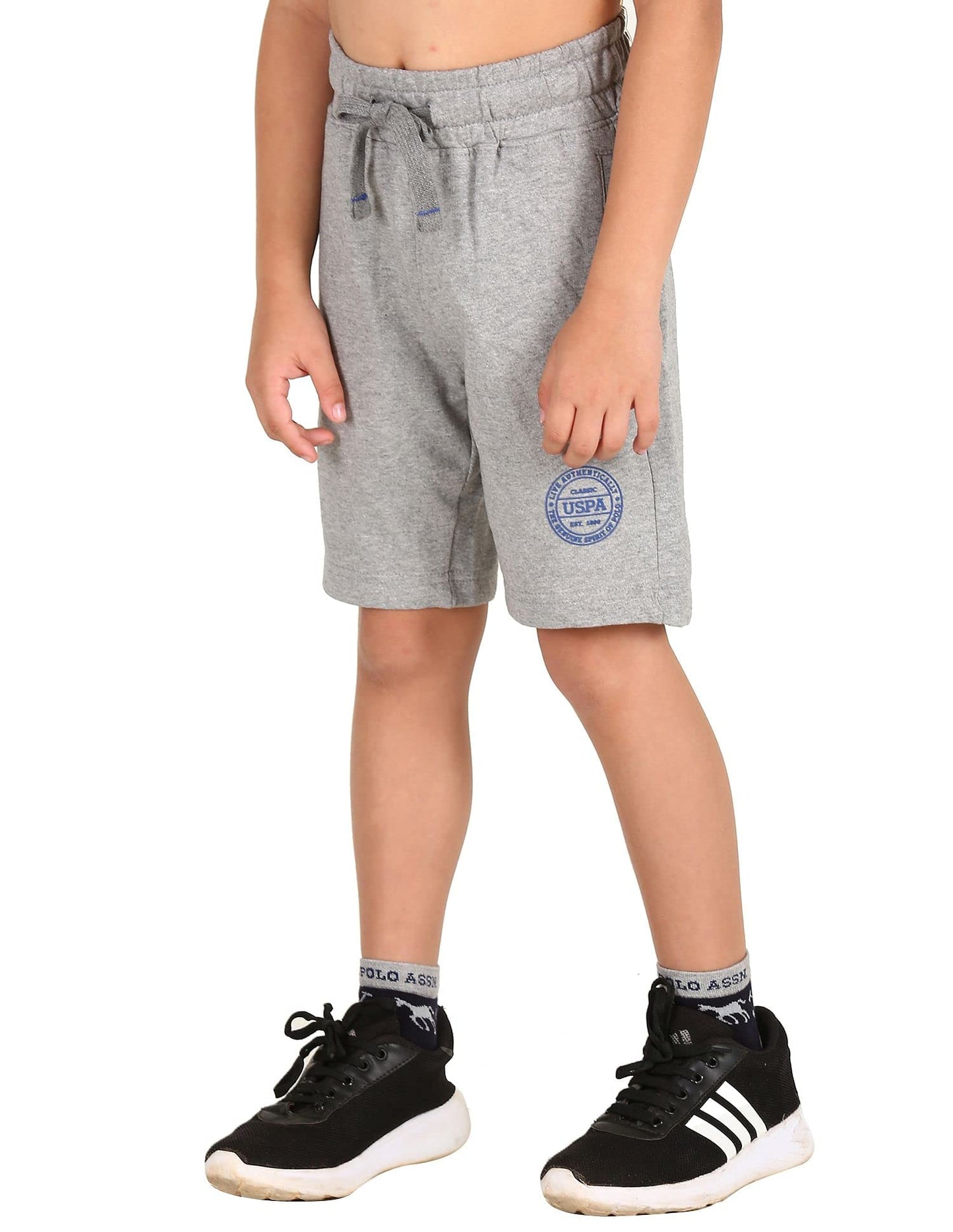 U.S. POLO ASSN. Boy's Cotton Heathered IKSA Shorts - Pack of 1 (GREY MELANGE L)
