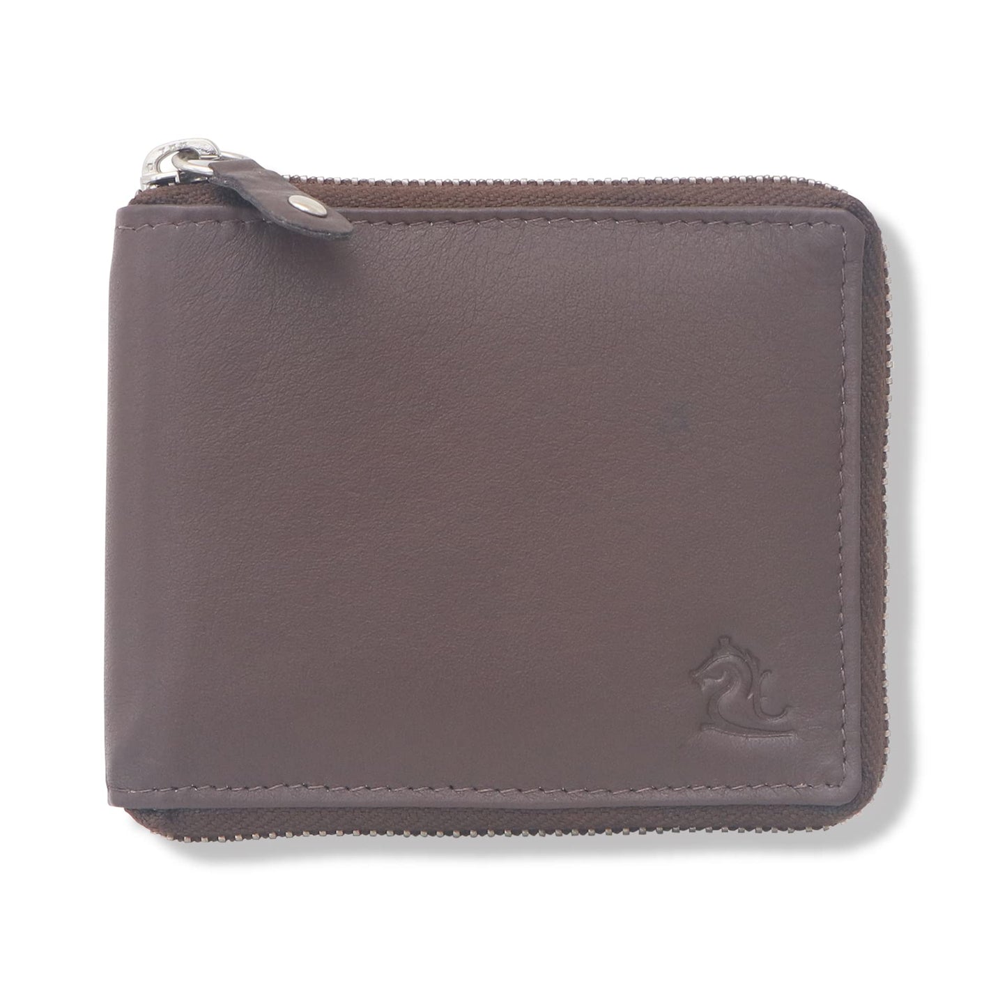 KARA Tan Zipper Men's Leather Wallet - Bifold Zipper Closing Wallet for Men with Coin Pocket and 3 Debit Card Holder Slot