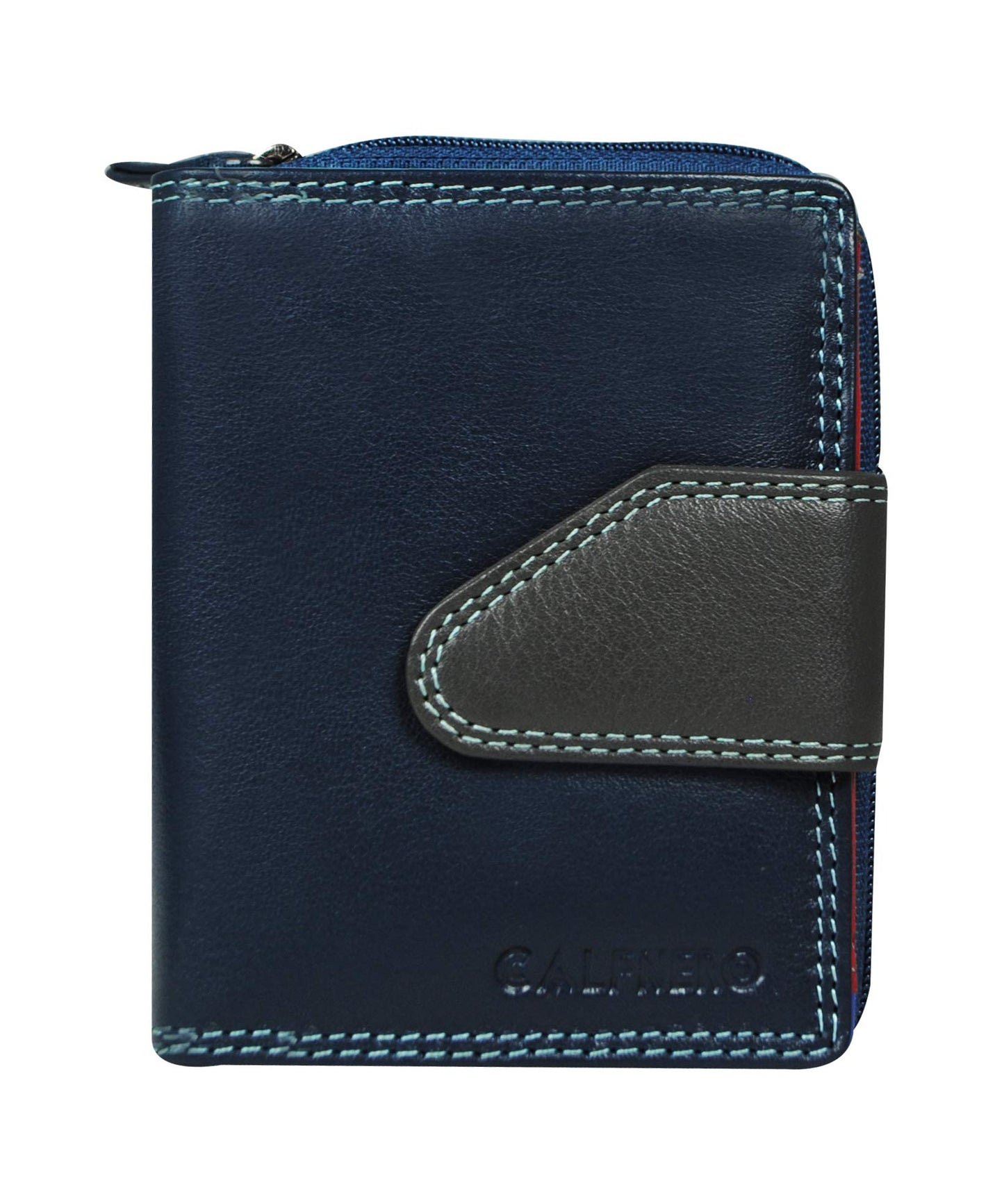 Calfnero Women Genuine Leather Wallet (Blue-Multi)