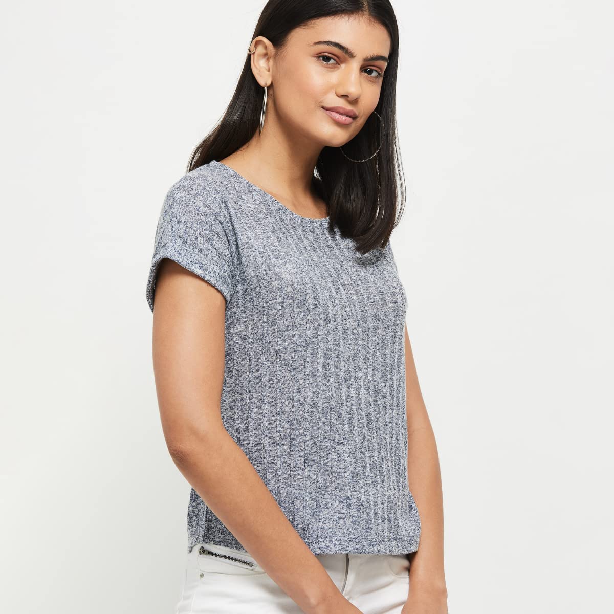 Max Women's Regular T-Shirt (SHAINA2BNAVY_Grey L)