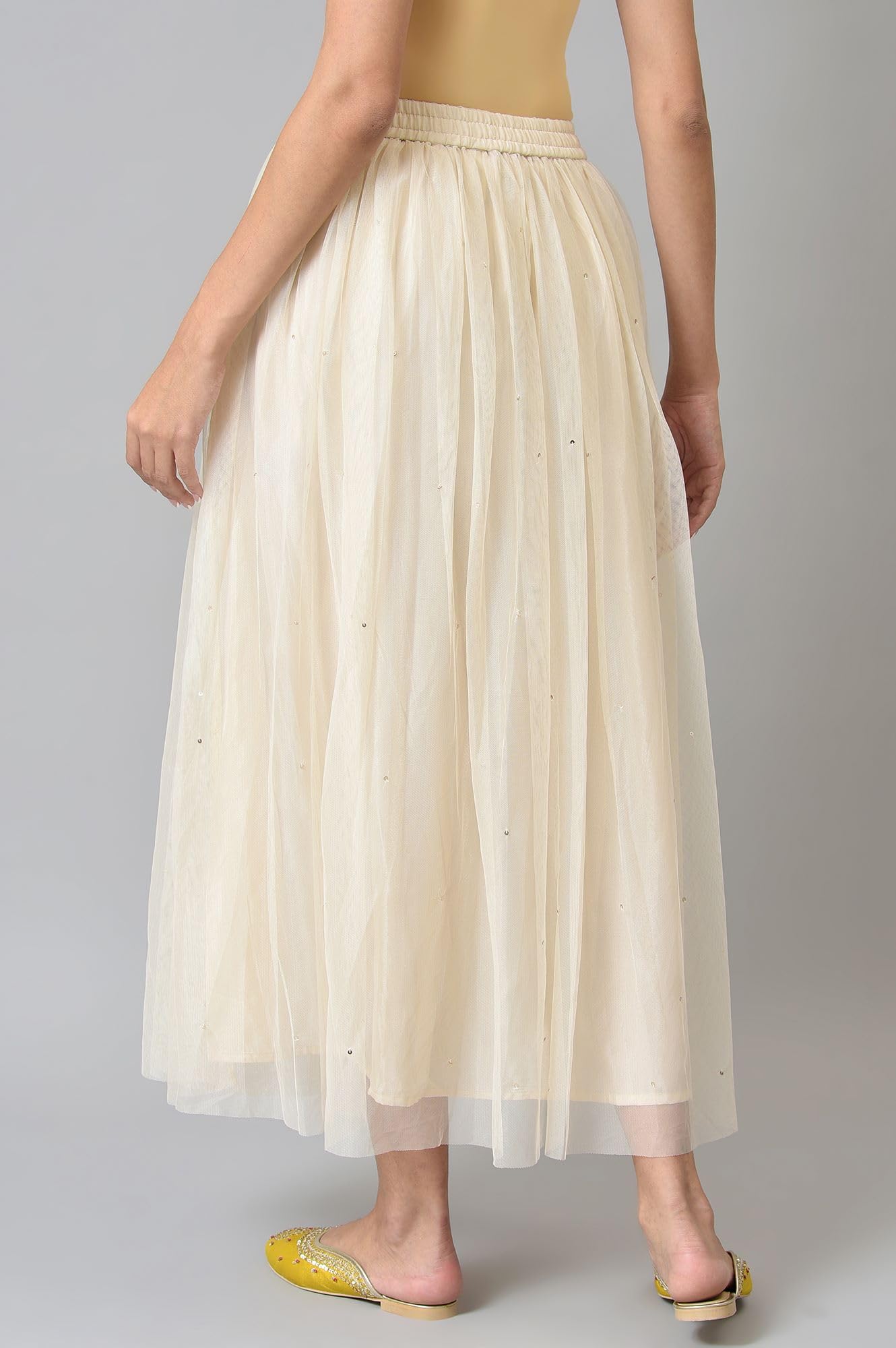 W for Woman Off-White Sequins Mesh Skirt_22AUW50471-217926_L