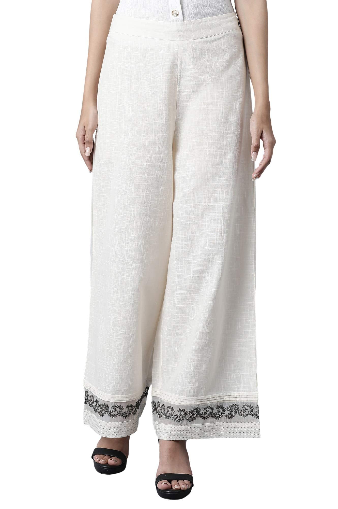 W for Woman Ecru Slub Parallel Pants_21FEW61197-214713_S