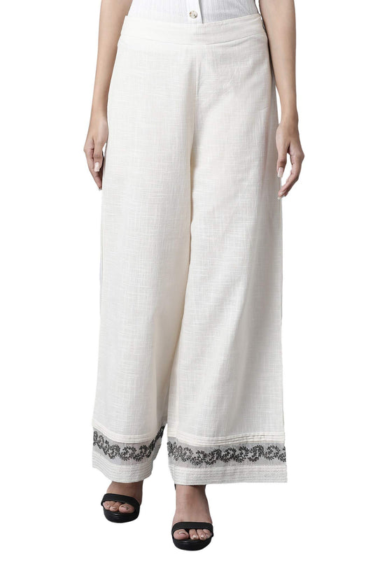 W for Woman Ecru Slub Parallel Pants_21FEW61197-214713_S