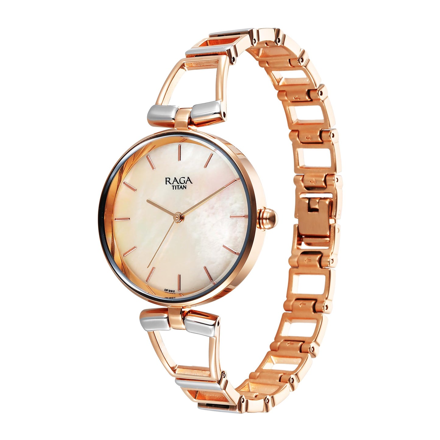 Titan Raga Ascend Quartz Analog Rose Gold Dial with Rose Gold Brass Strap Watch for Women