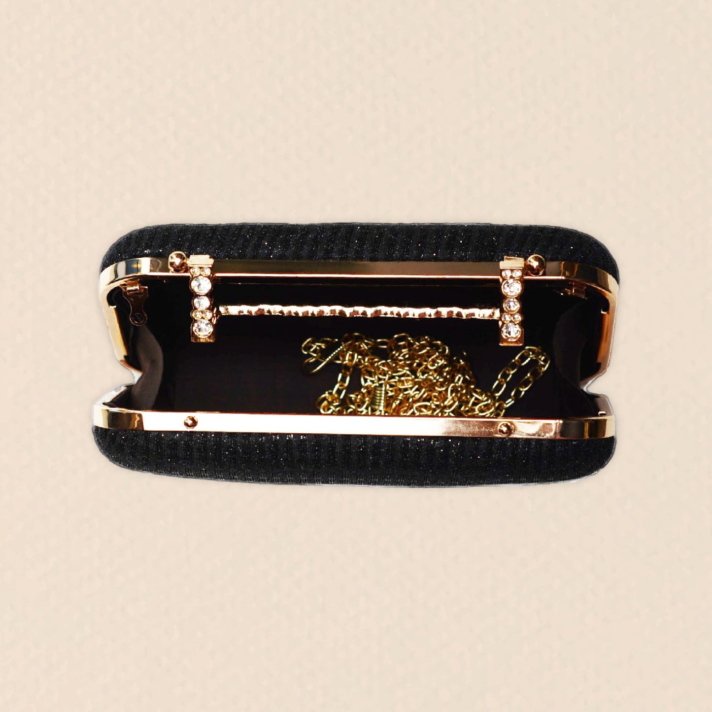 Artklim Black Shimmery Fabric Party Clutch Bag For Women