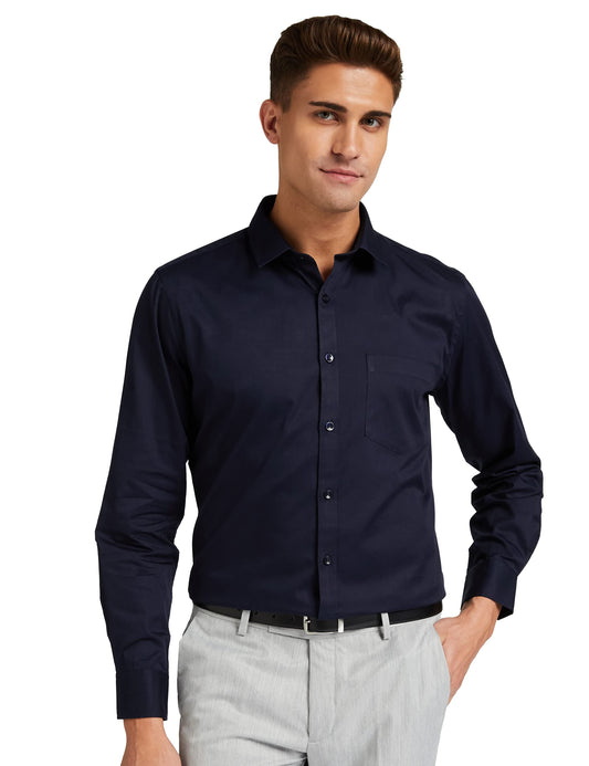 Amazon Brand - Symbol Men's 100% Cotton Slim Fit Formal Shirt Navy 38