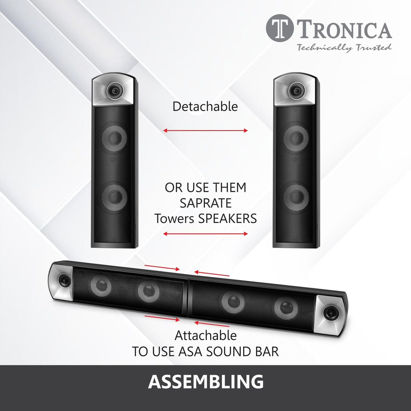 TRONICA Folk Audio Coupled SubWoofer 85W DigniFi Bluetooth Home Theater System 2.1 with FM/AUX/Pen Drive/Smart TV Support & Remote