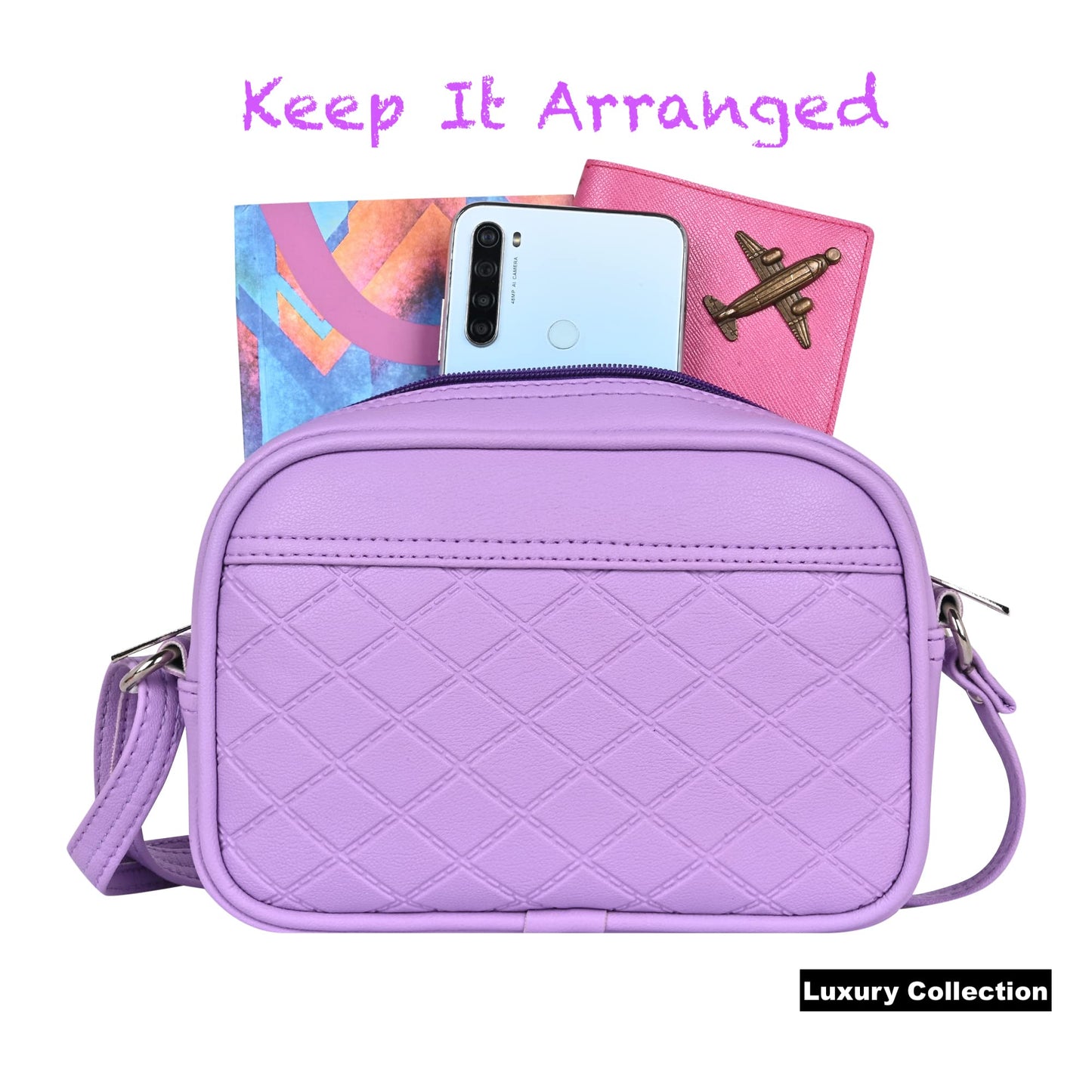 Pramadda Pure Luxury Emboss Faux Leather Sling Bag For Women Stylish | Side Crossbody Shoulder Purse Handbag | Birthday Gift Item Women (Gorgeous Lilac)