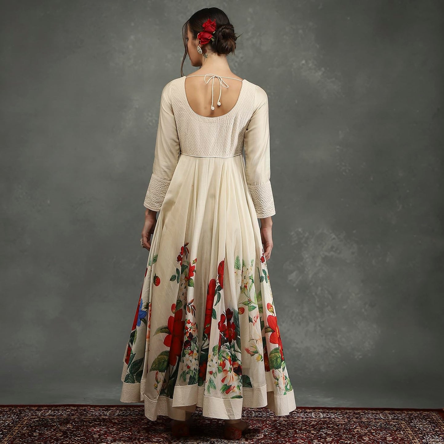 BIBA Women's Silk Chanderi Kurta Sets (CKD10961AW24OWHT_White