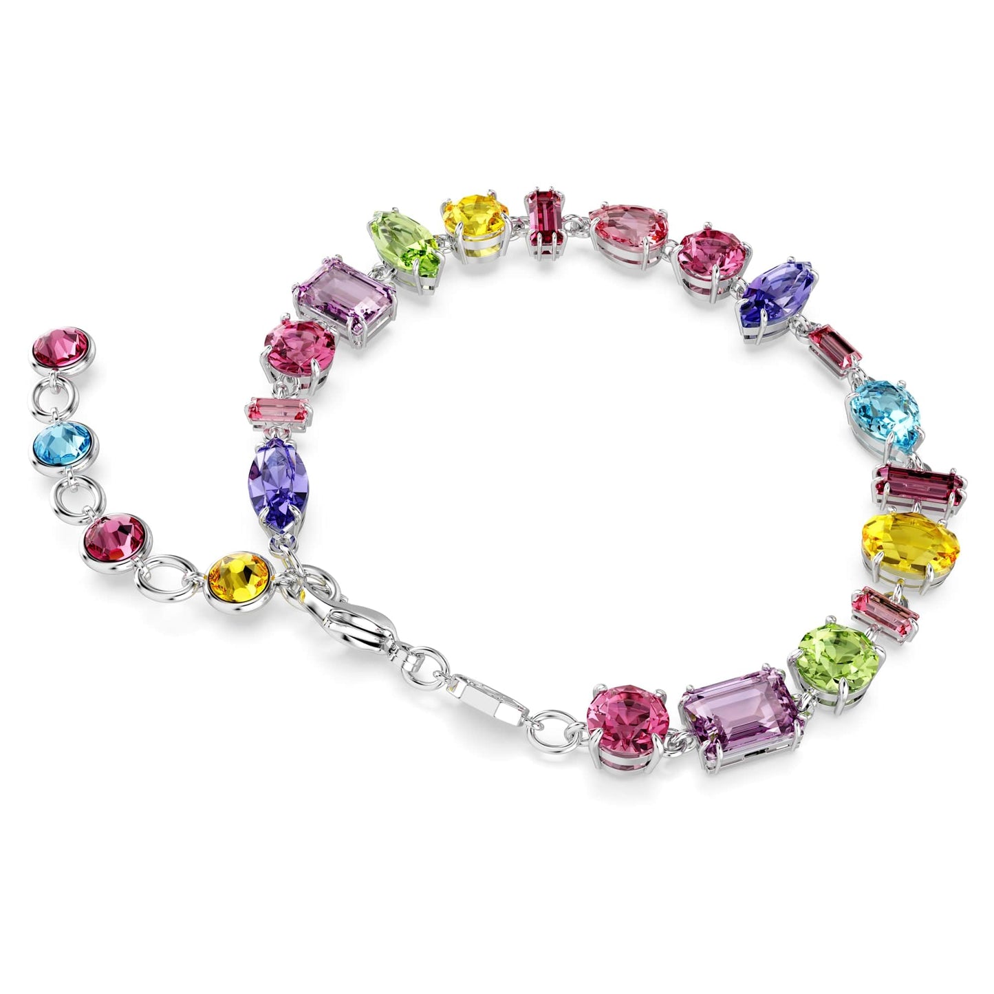 Swarovski Gema bracelet, Mixed cuts, Multicolored, Rhodium plated