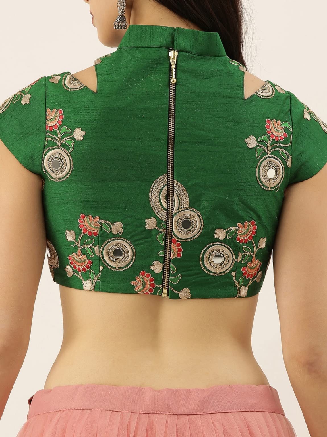 Divine International Trading Co Women's Net Embroidered Semi-Stitched Lehenga Choli with Dupatta (Peach-Wedding-Girlish-Latest-Lehenga; Free Size;7315)