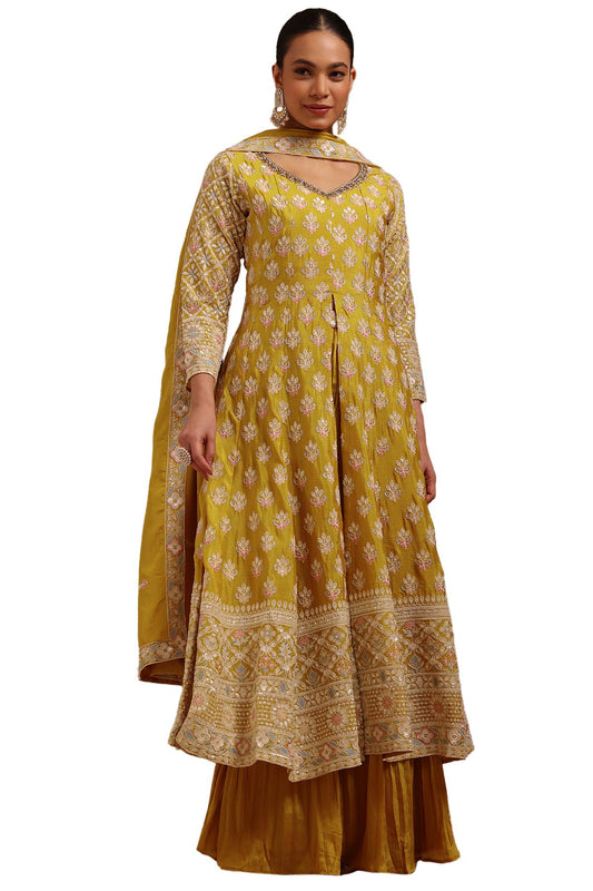 Soch Women's Chinon Salwar Suit Set (OWS5CD21612_Mustard