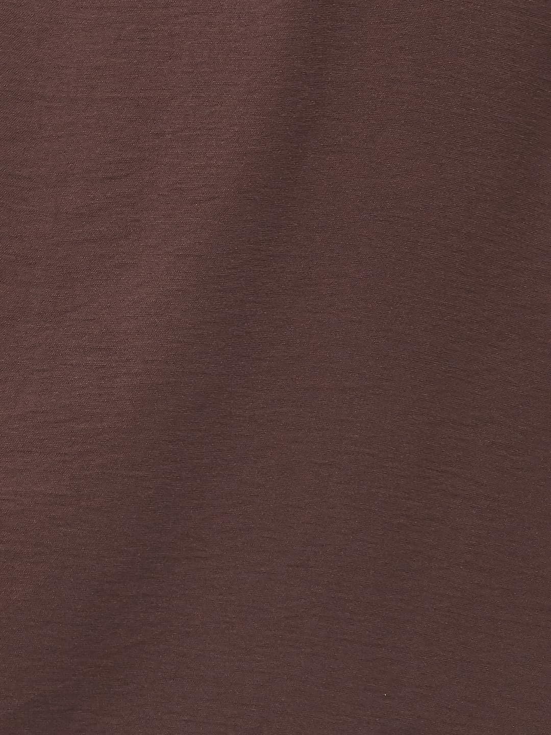 Max Women Solid Belted Shirt Dress (Brown_XXL)
